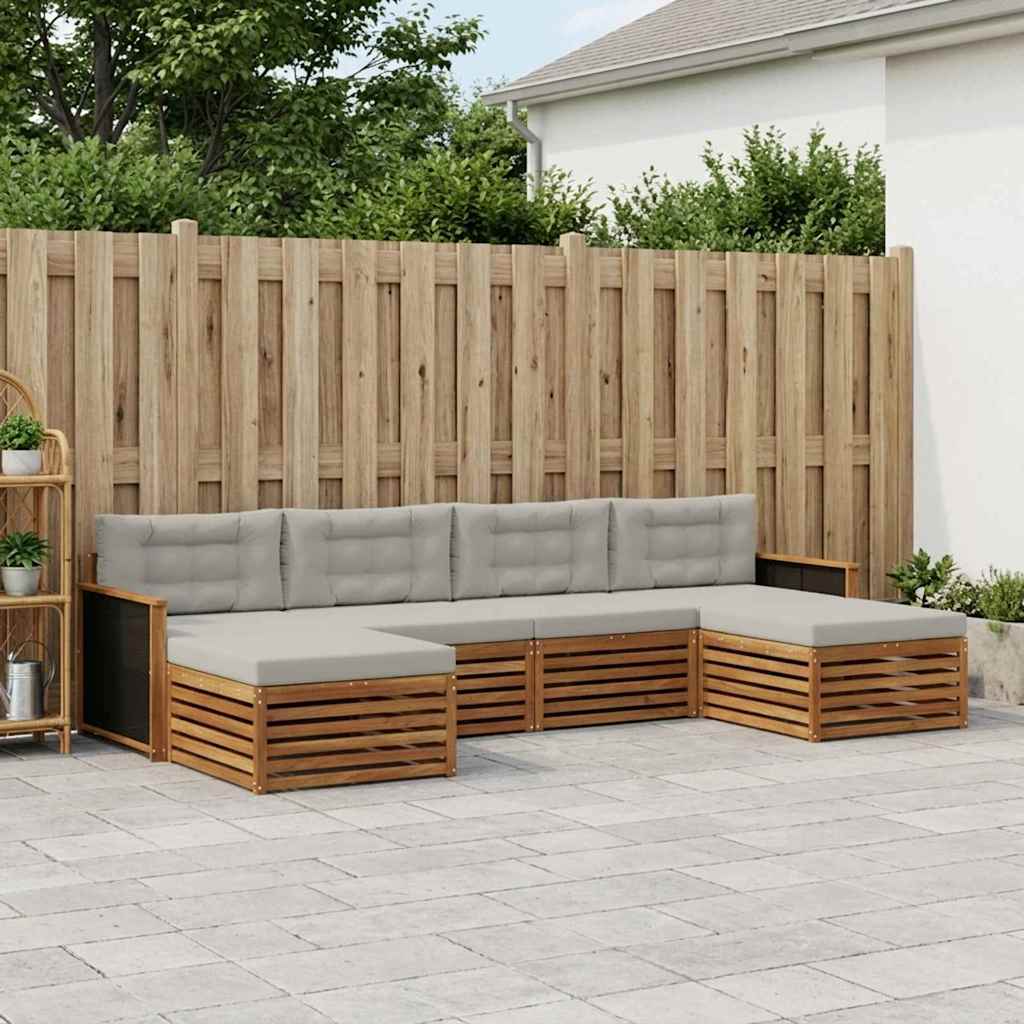 vidaXL Zestawy sof z poduszką 6 pcs Lite Drewno Akacji