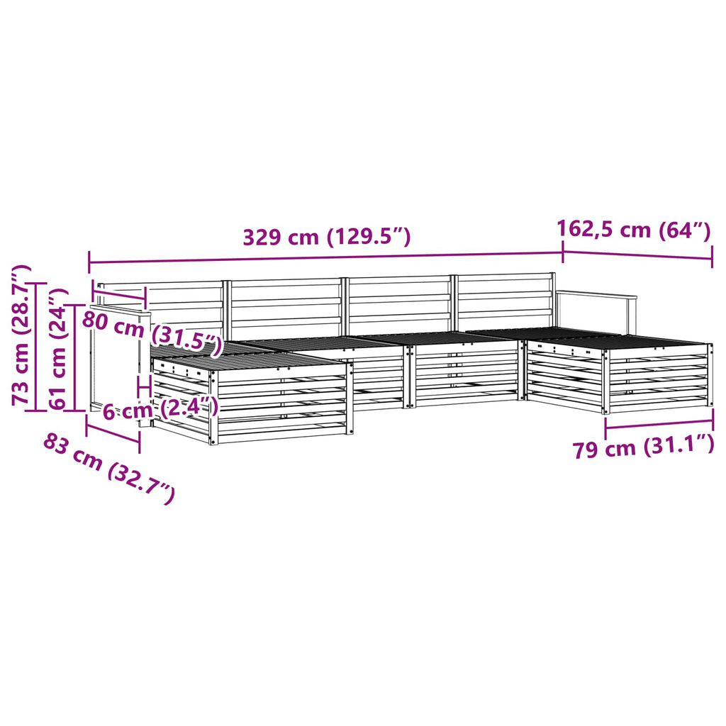 vidaXL Zestawy sof 6 pcs Lite Drewno Akacji