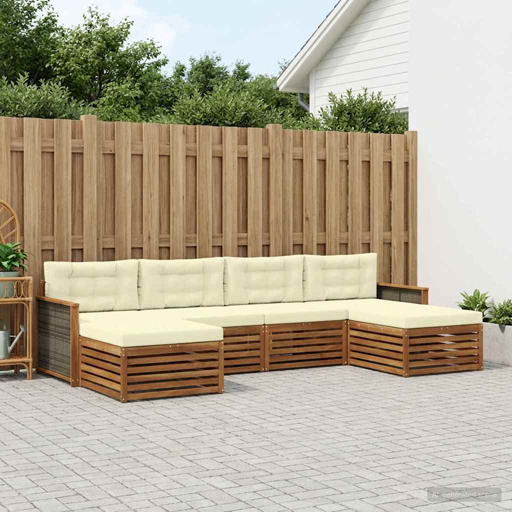 vidaXL Zestawy sof z poduszką 6 pcs Lite Drewno Akacji