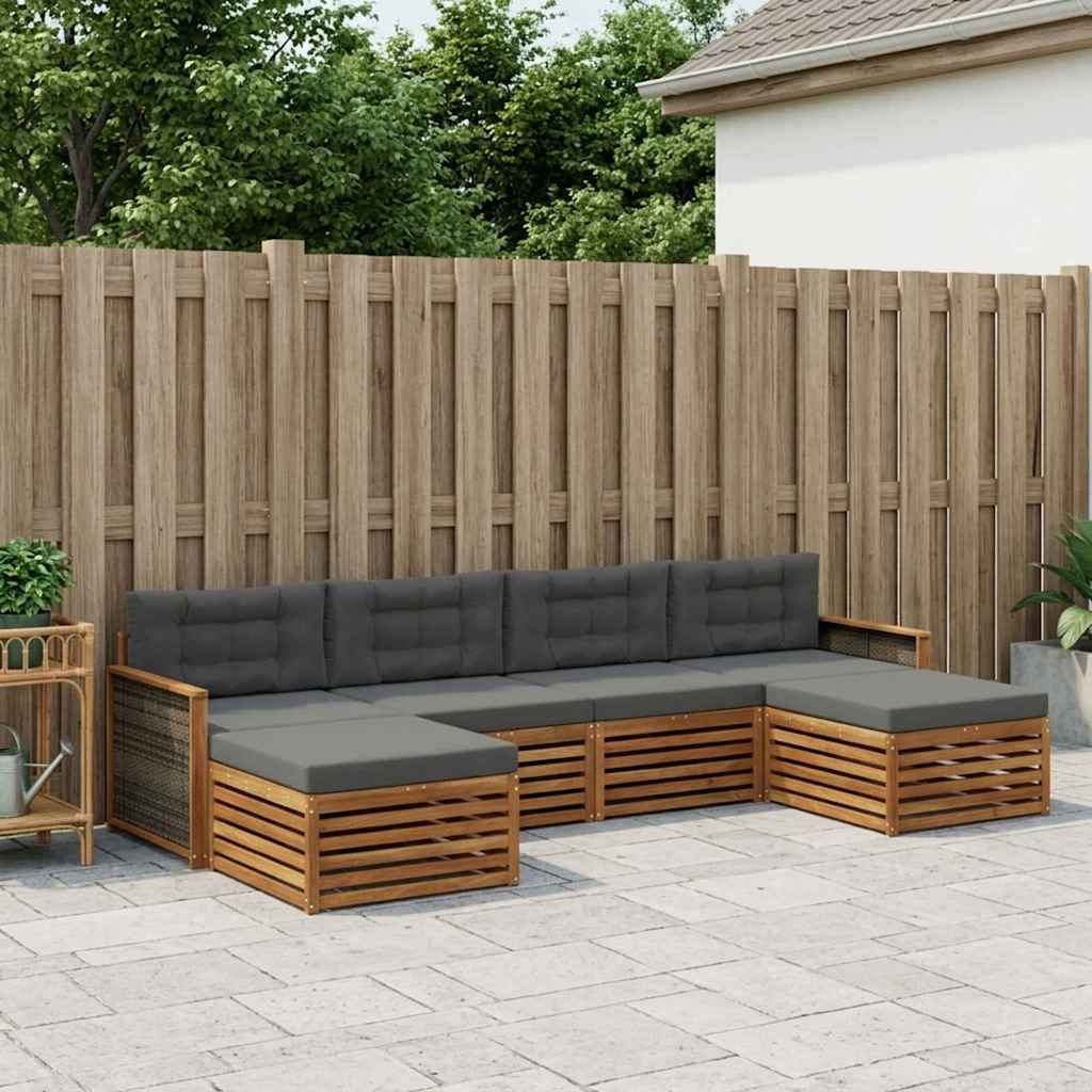 vidaXL Zestawy sof z poduszką 6 pcs Lite Drewno Akacji