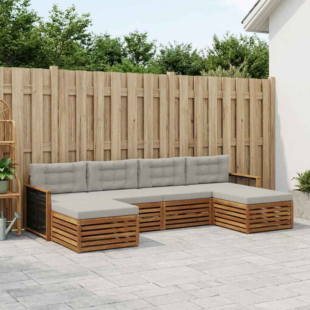 vidaXL Zestawy sof z poduszką 6 pcs Lite Drewno Akacji
