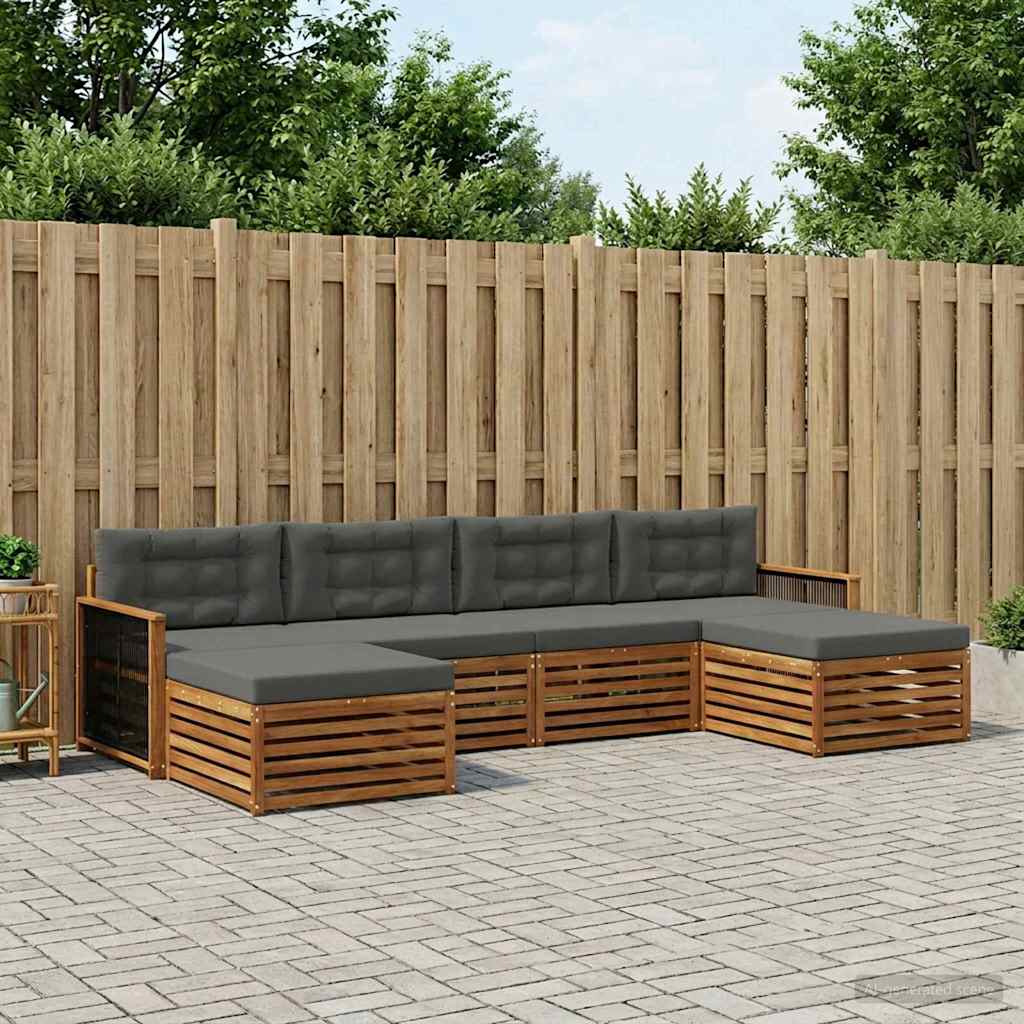 vidaXL Zestawy sof z poduszką 6 pcs Lite Drewno Akacji