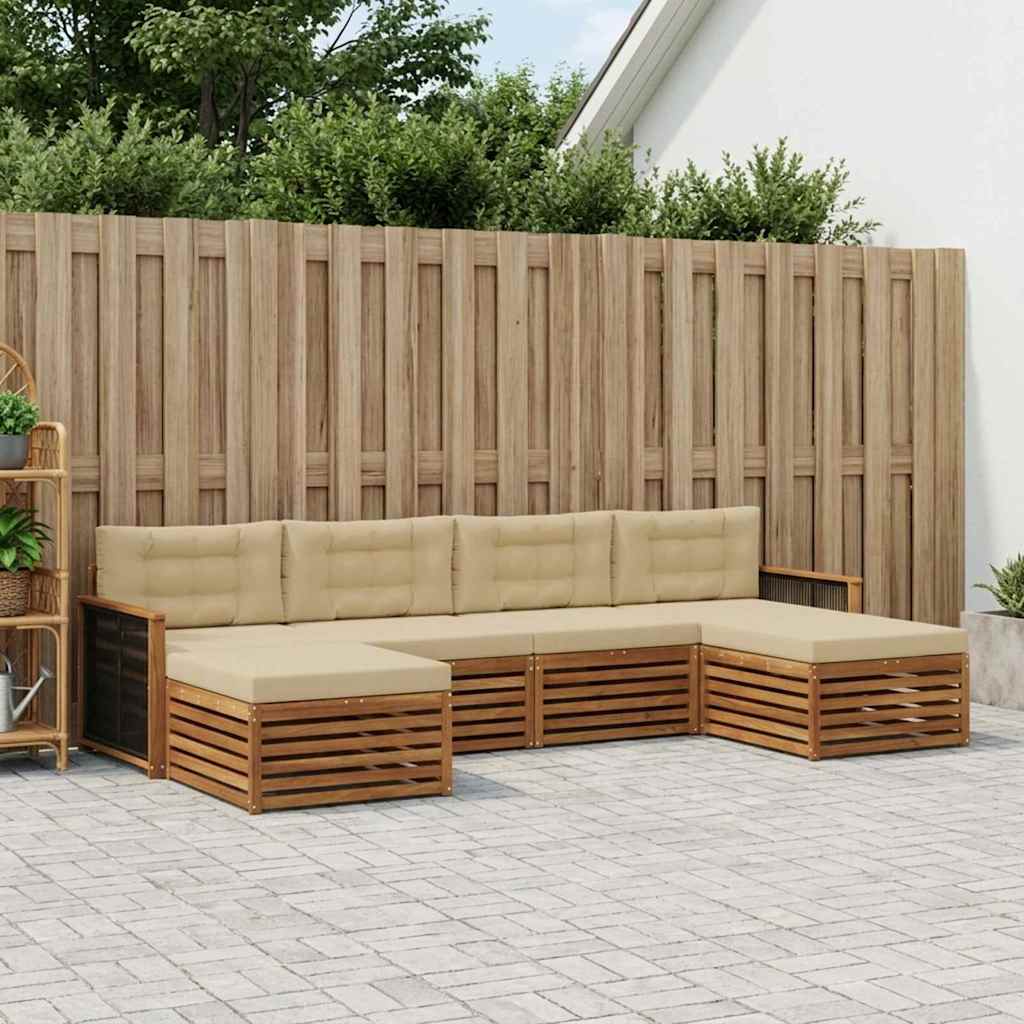 vidaXL Zestawy sof z poduszką 6 pcs Lite Drewno Akacji