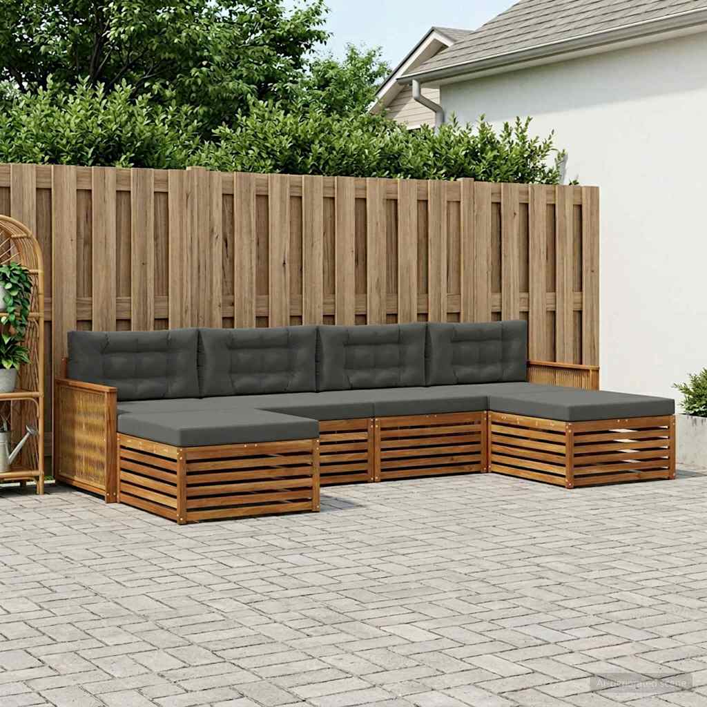 vidaXL Zestawy sof z poduszką 6 pcs Lite Drewno Akacji