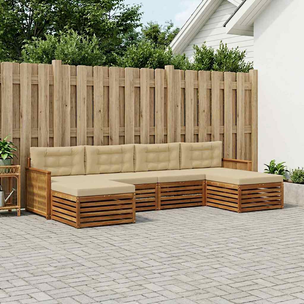vidaXL Zestawy sof z poduszką 6 pcs Lite Drewno Akacji