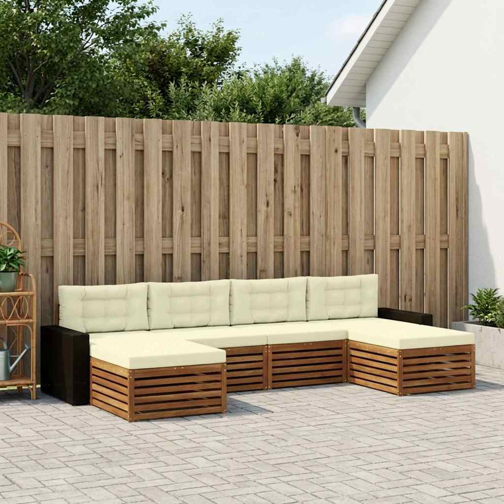 vidaXL Zestawy sof z poduszką 6 pcs Lite Drewno Akacji