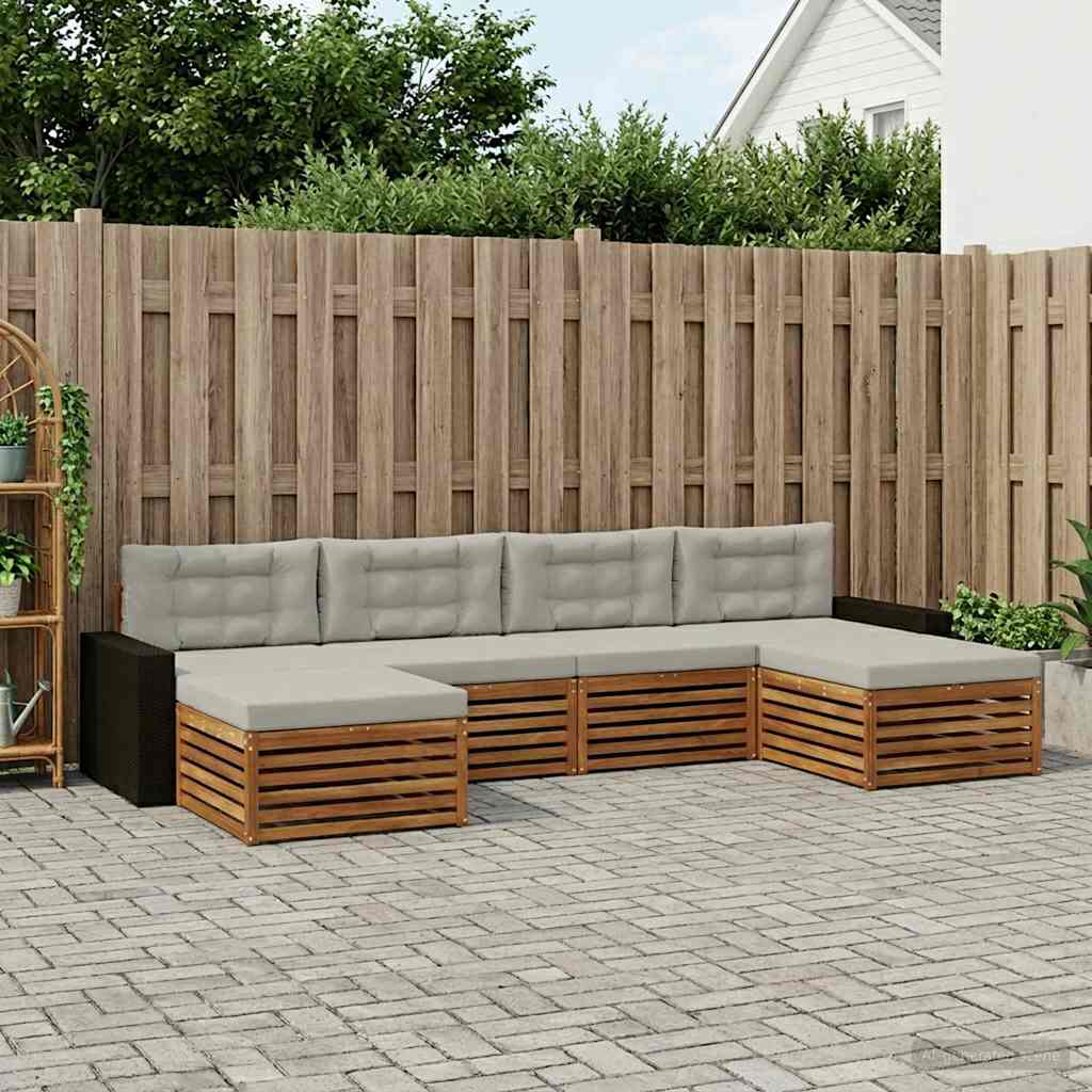 vidaXL Zestawy sof z poduszką 6 pcs Lite Drewno Akacji