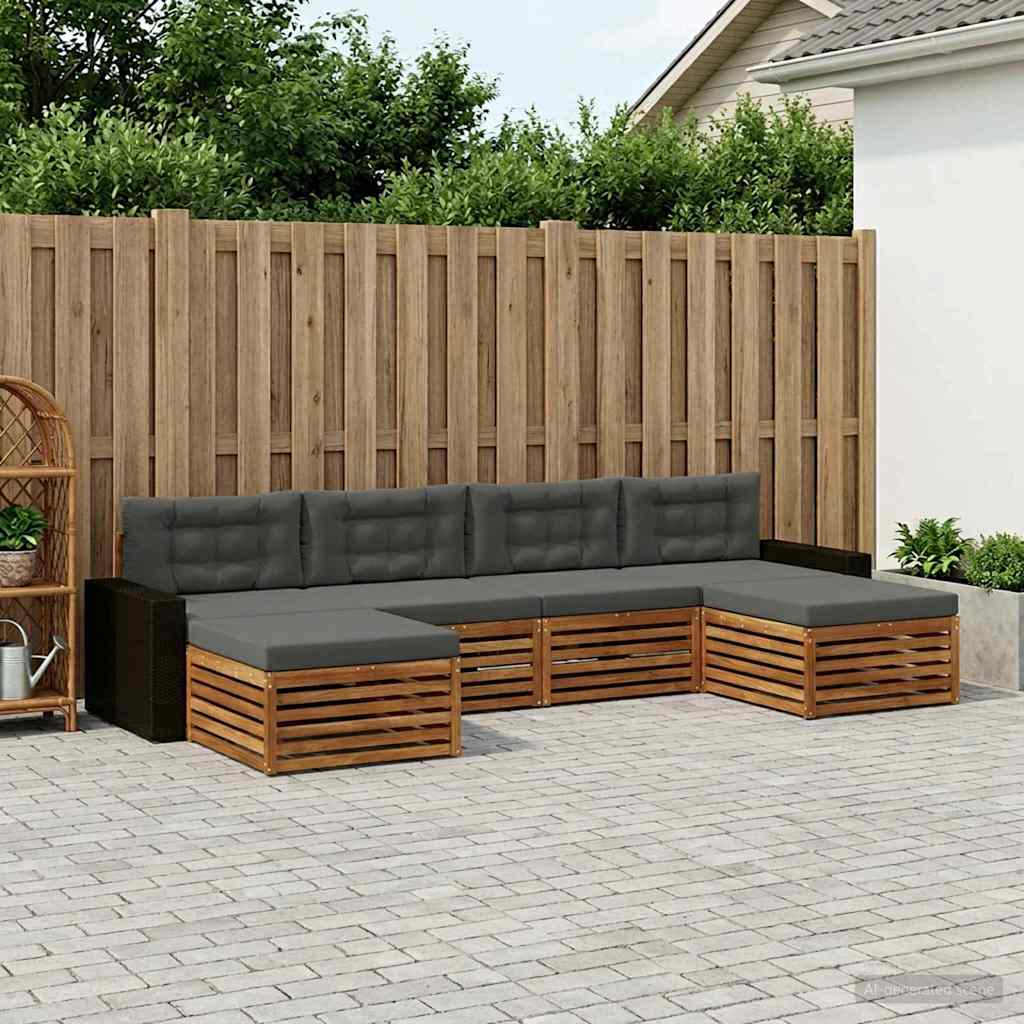 vidaXL Zestawy sof z poduszką 6 pcs Lite Drewno Akacji