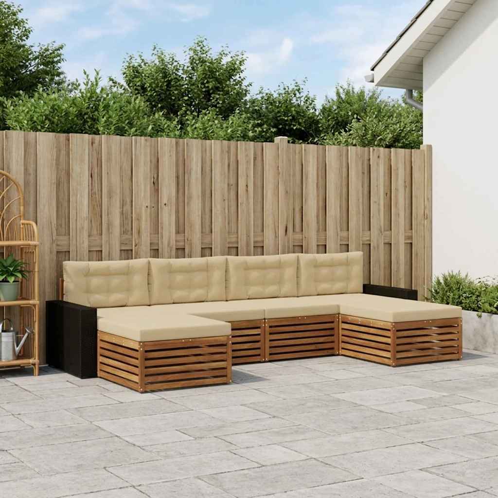 vidaXL Zestawy sof z poduszką 6 pcs Lite Drewno Akacji