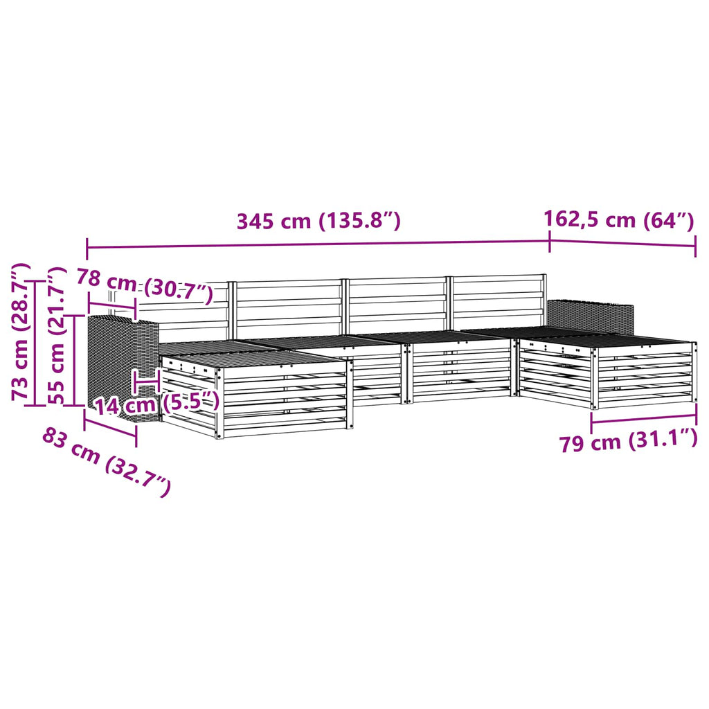 vidaXL Zestawy sof 6 pcs Lite Drewno Akacji