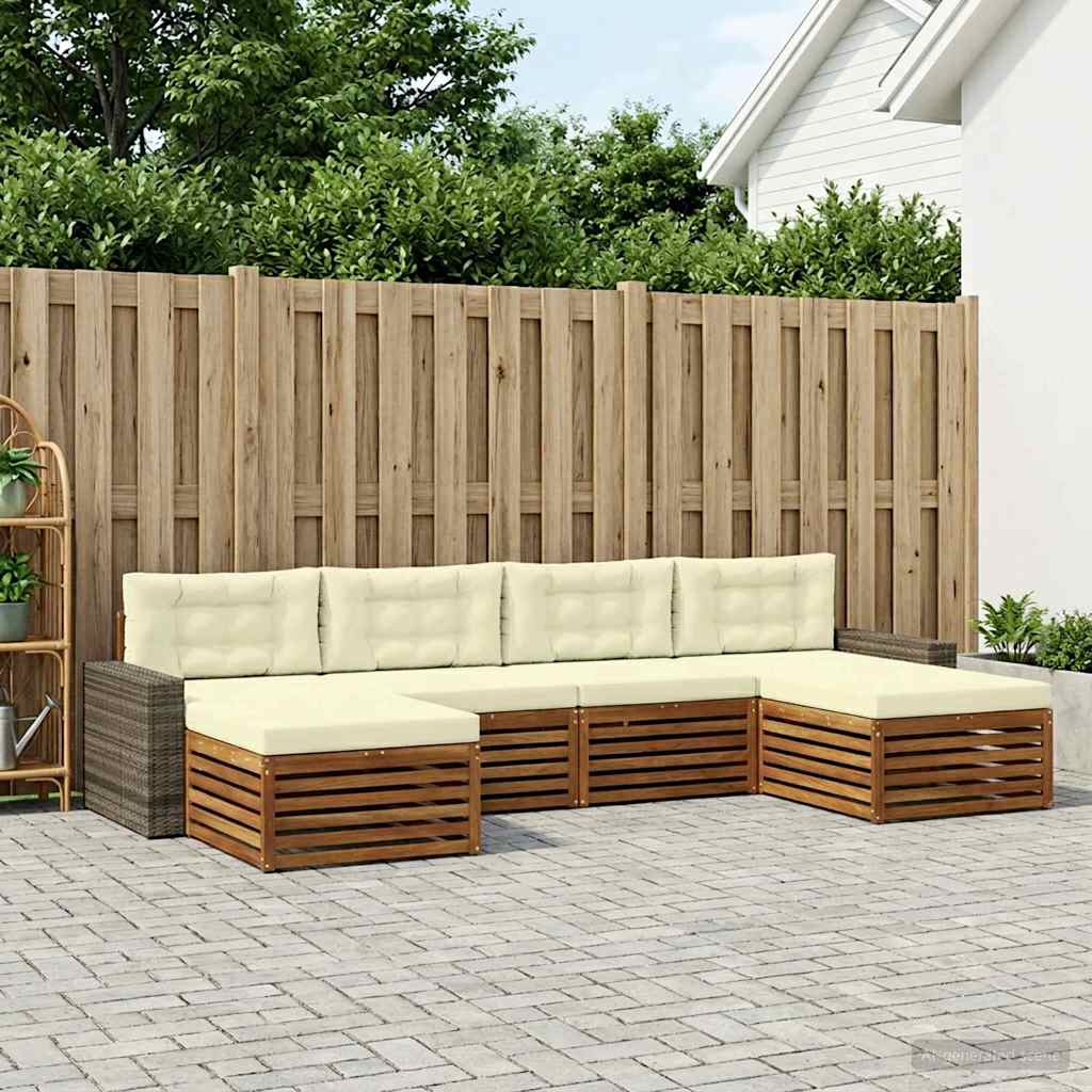 vidaXL Zestawy sof z poduszką 6 pcs Lite Drewno Akacji