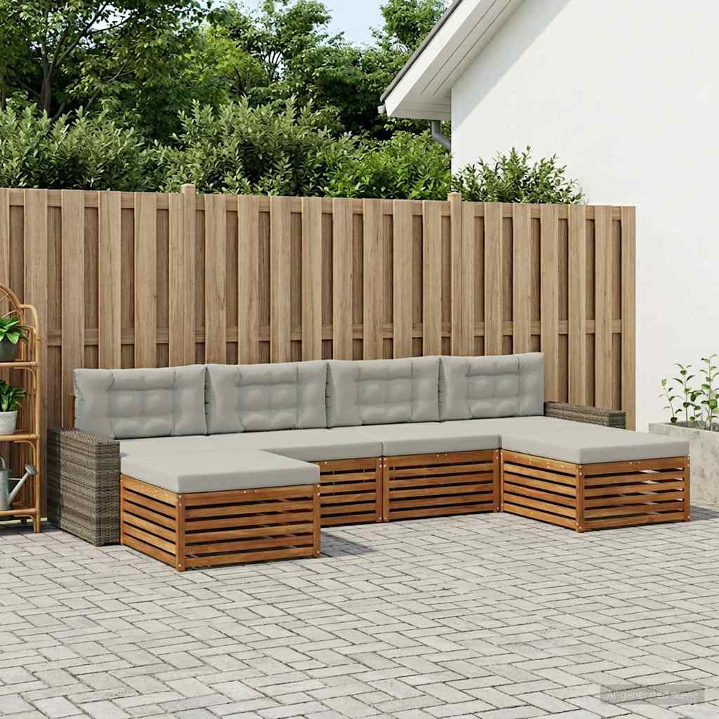 vidaXL Zestawy sof z poduszką 6 pcs Lite Drewno Akacji