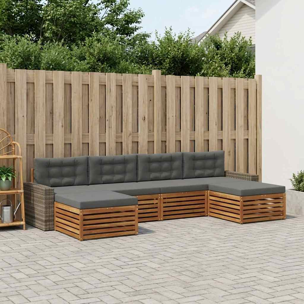 vidaXL Zestawy sof z poduszką 6 pcs Lite Drewno Akacji