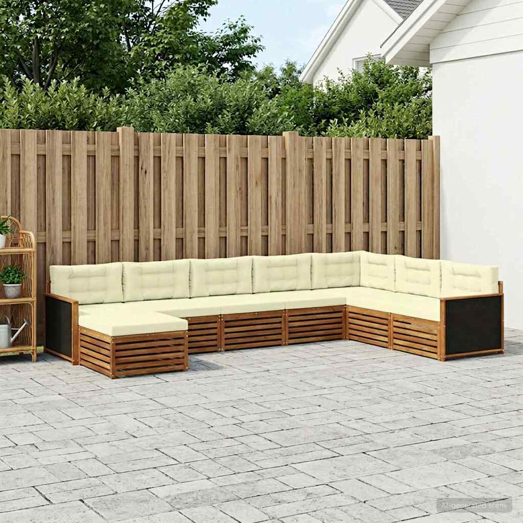vidaXL Zestaw sof na zewnątrz z poduszką 8 pcs Naturalny i Kremowy