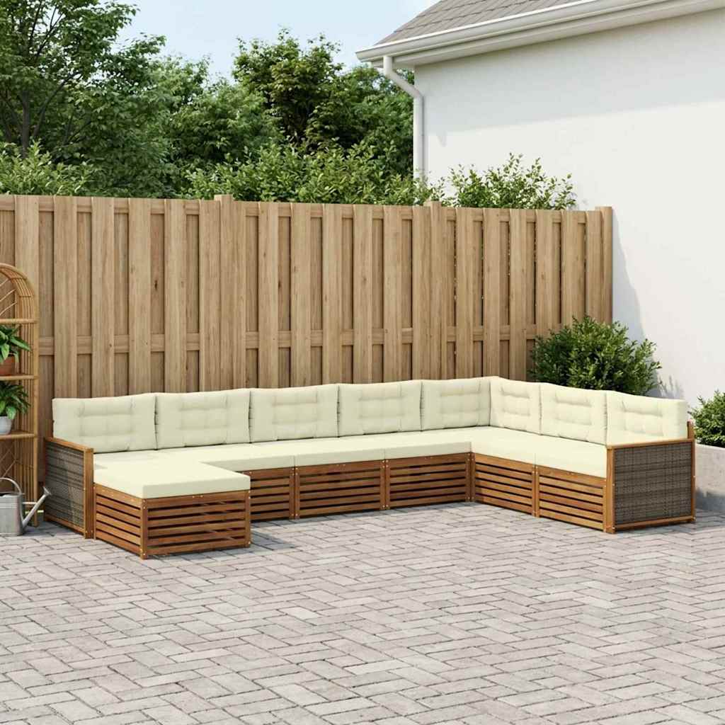 vidaXL Zestaw sof na zewnątrz z poduszką 8 pcs Naturalny i Kremowy
