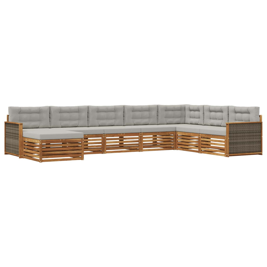 vidaXL Zestaw sof na zewnątrz z poduszką 8 pcs Naturalny i jasnoszary