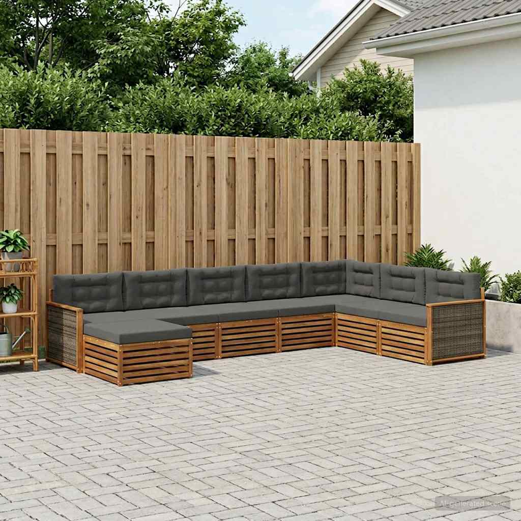 vidaXL Zestaw sof na zewnątrz z poduszką 8 pcs Naturalny i Antracytowy