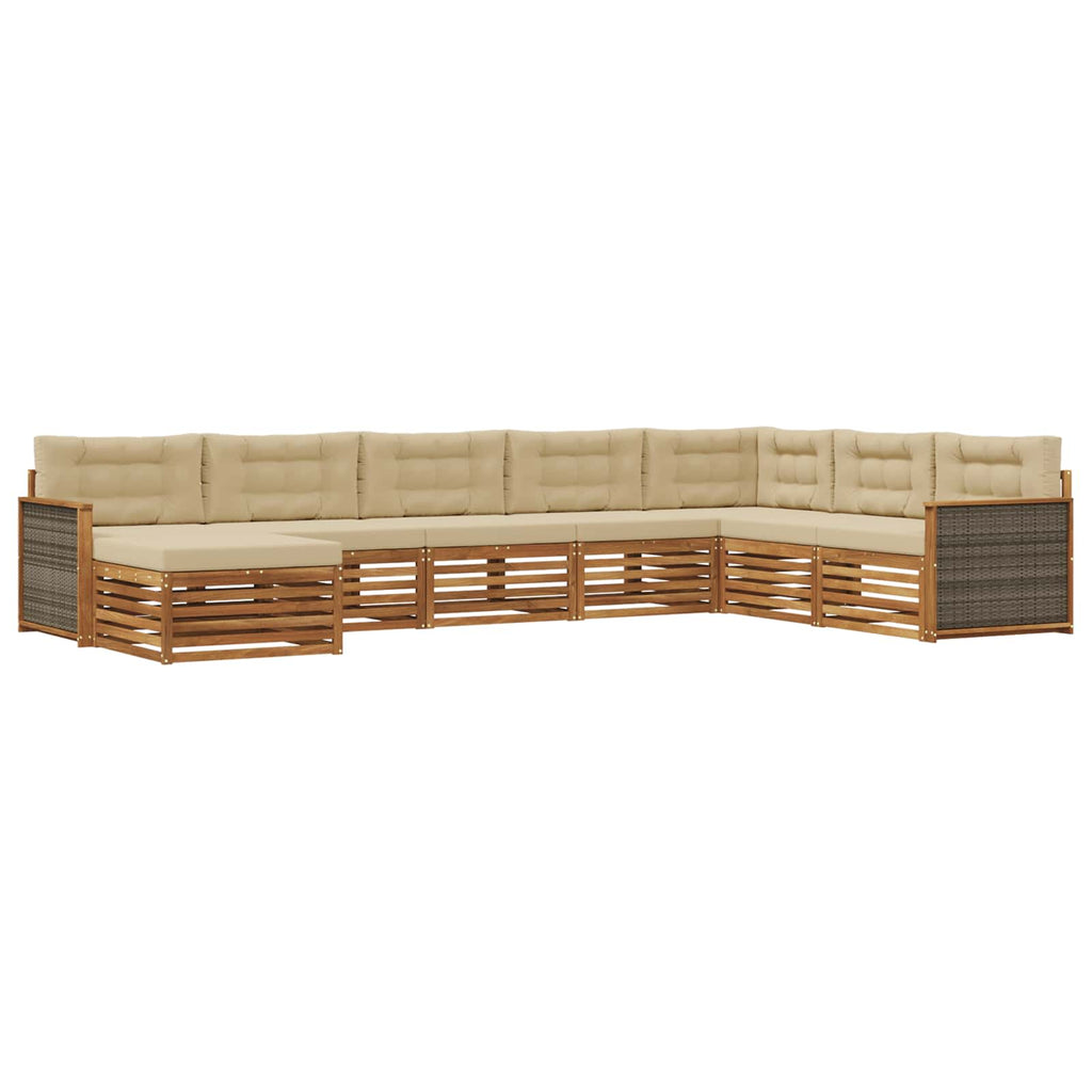 vidaXL Zestaw sof na zewnątrz z poduszką 8 pcs Naturalny i Beżowy
