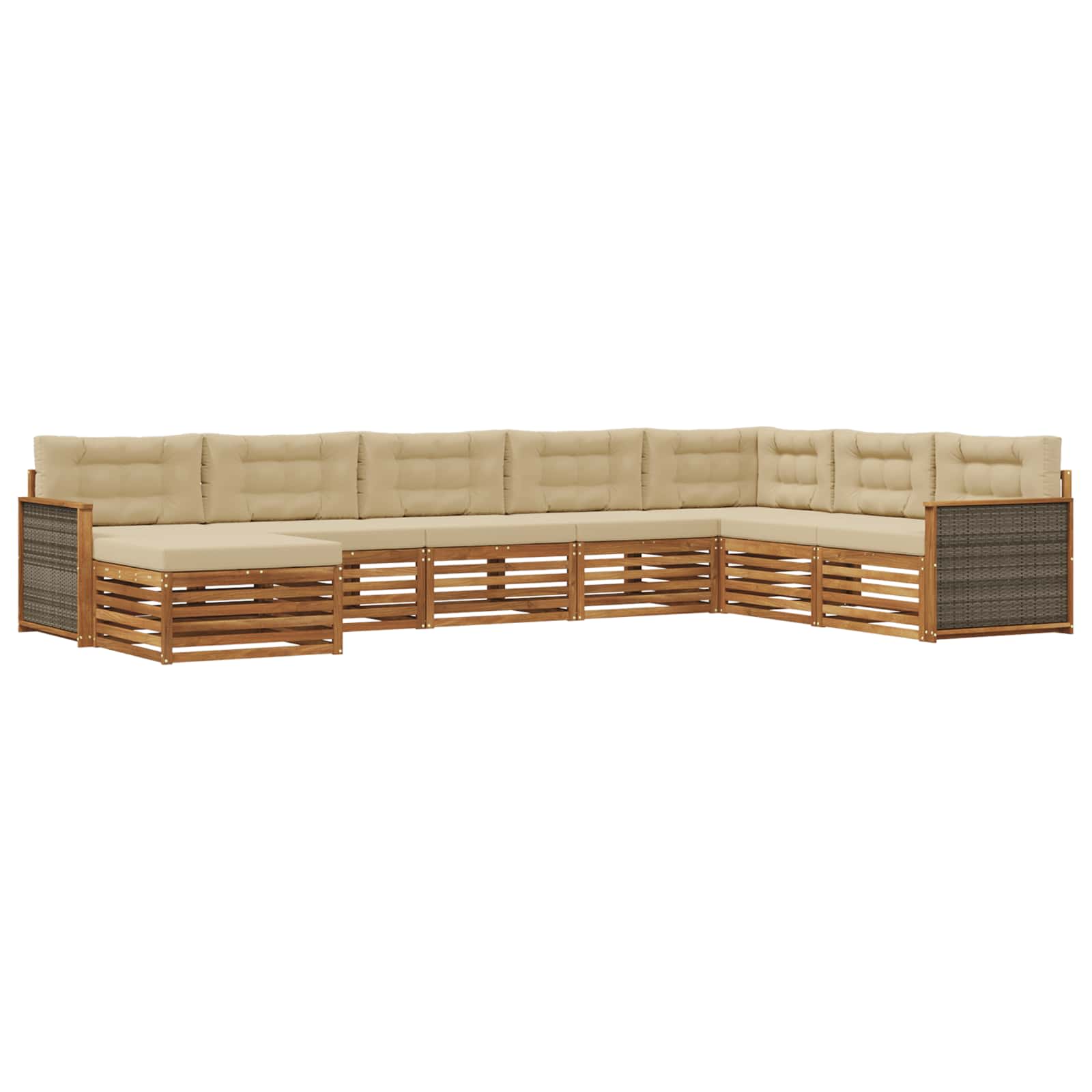 vidaXL Zestaw sof na zewnątrz z poduszką 8 pcs Naturalny i Beżowy