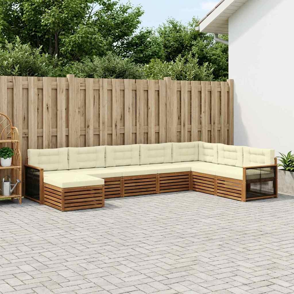 vidaXL Zestaw sof na zewnątrz z poduszką 8 pcs Naturalny i Kremowy