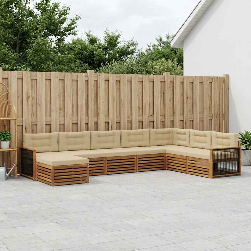 vidaXL Zestaw sof na zewnątrz z poduszką 8 pcs Naturalny i Beżowy