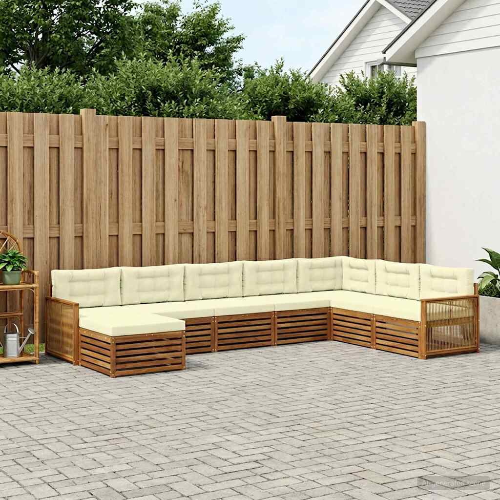 vidaXL Zestaw sof na zewnątrz z poduszką 8 pcs Naturalny i Kremowy