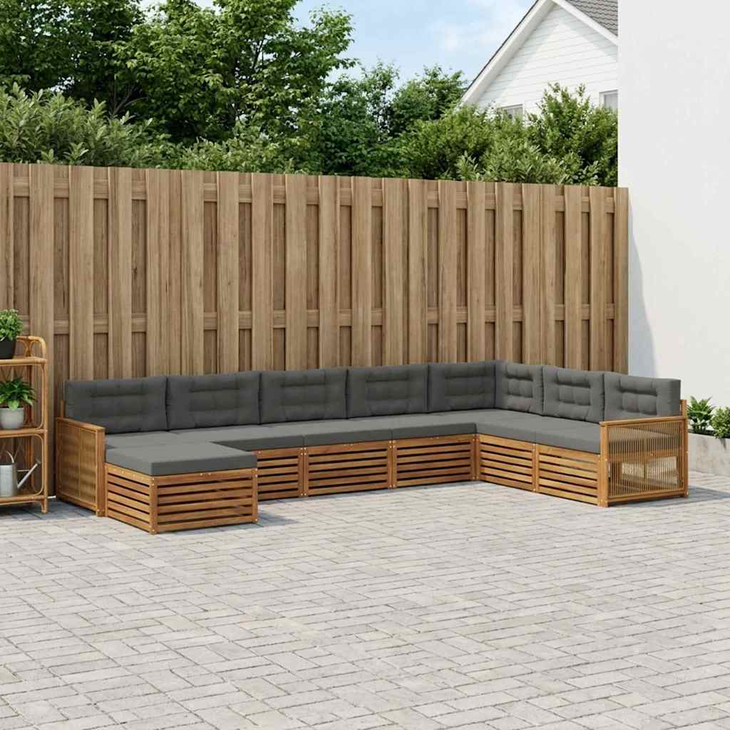 vidaXL Zestaw sof na zewnątrz z poduszką 8 pcs Naturalny i Antracytowy