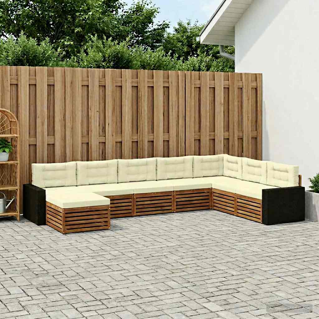 vidaXL Zestaw sof na zewnątrz z poduszką 8 pcs Naturalny i Kremowy