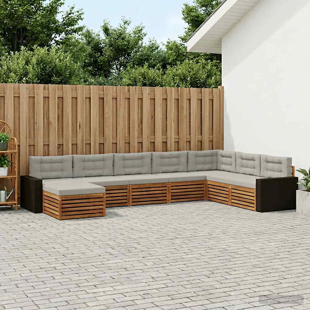 vidaXL Zestaw sof na zewnątrz z poduszką 8 pcs Naturalny i jasnoszary