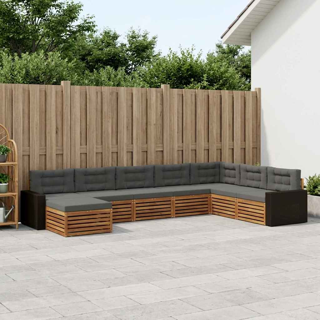 vidaXL Zestaw sof na zewnątrz z poduszką 8 pcs Naturalny i Antracytowy