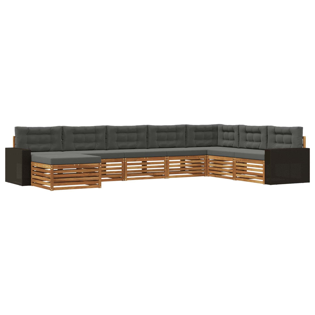 vidaXL Zestaw sof na zewnątrz z poduszką 8 pcs Naturalny i Antracytowy
