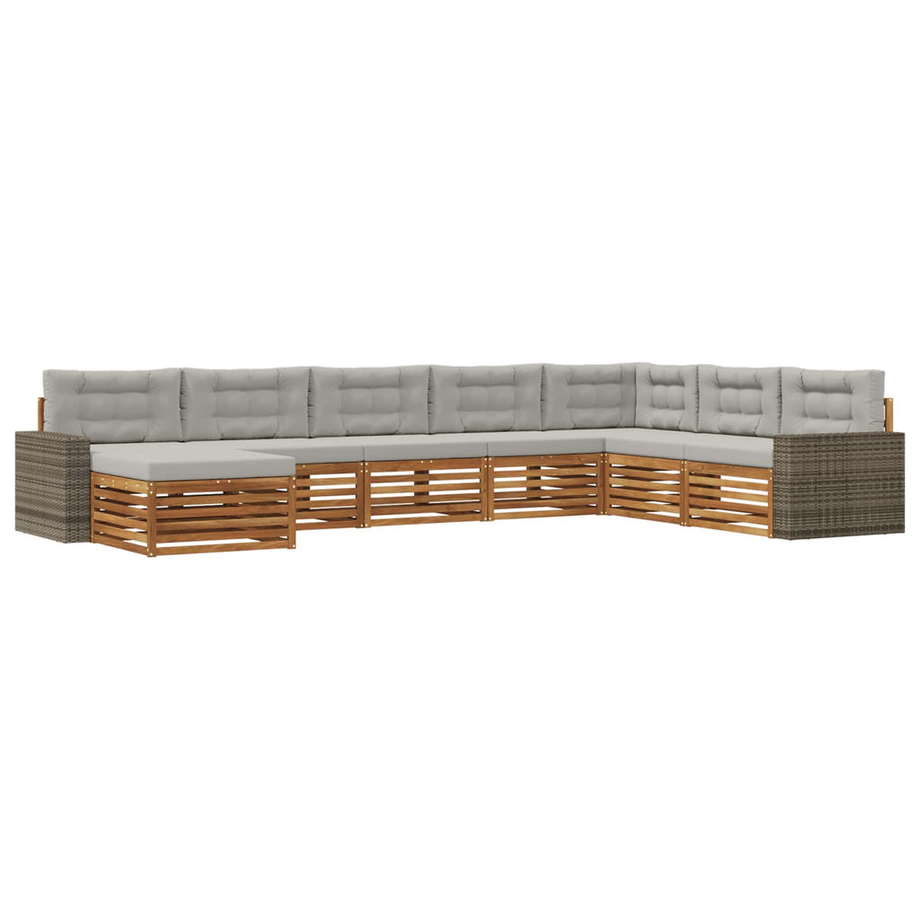 vidaXL Zestaw sof na zewnątrz z poduszką 8 pcs Naturalny i jasnoszary