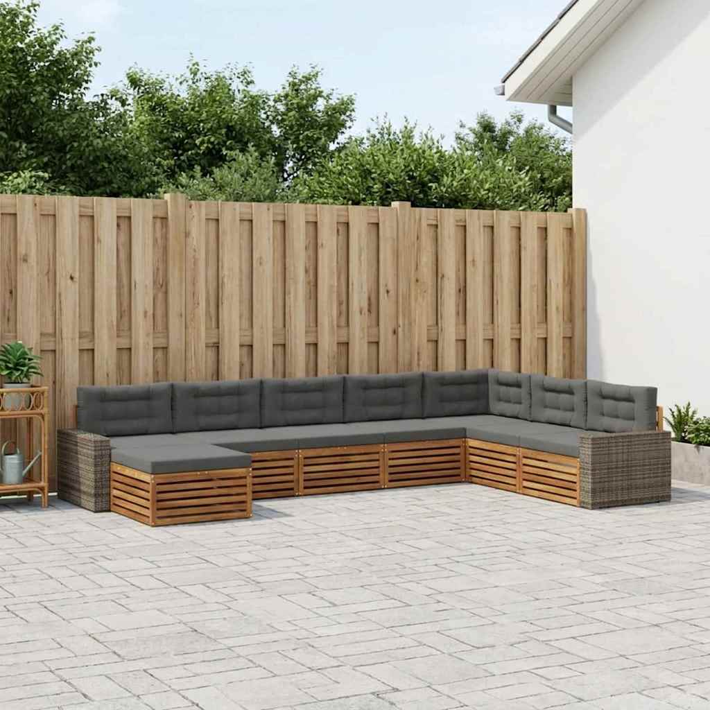 vidaXL Zestaw sof na zewnątrz z poduszką 8 pcs Naturalny i Antracytowy