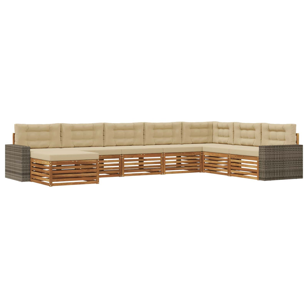 vidaXL Zestaw sof na zewnątrz z poduszką 8 pcs Naturalny i Beżowy
