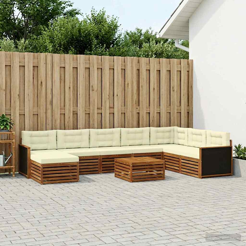 vidaXL Zestaw sof na zewnątrz z poduszką 9 pcs Naturalny i Kremowy