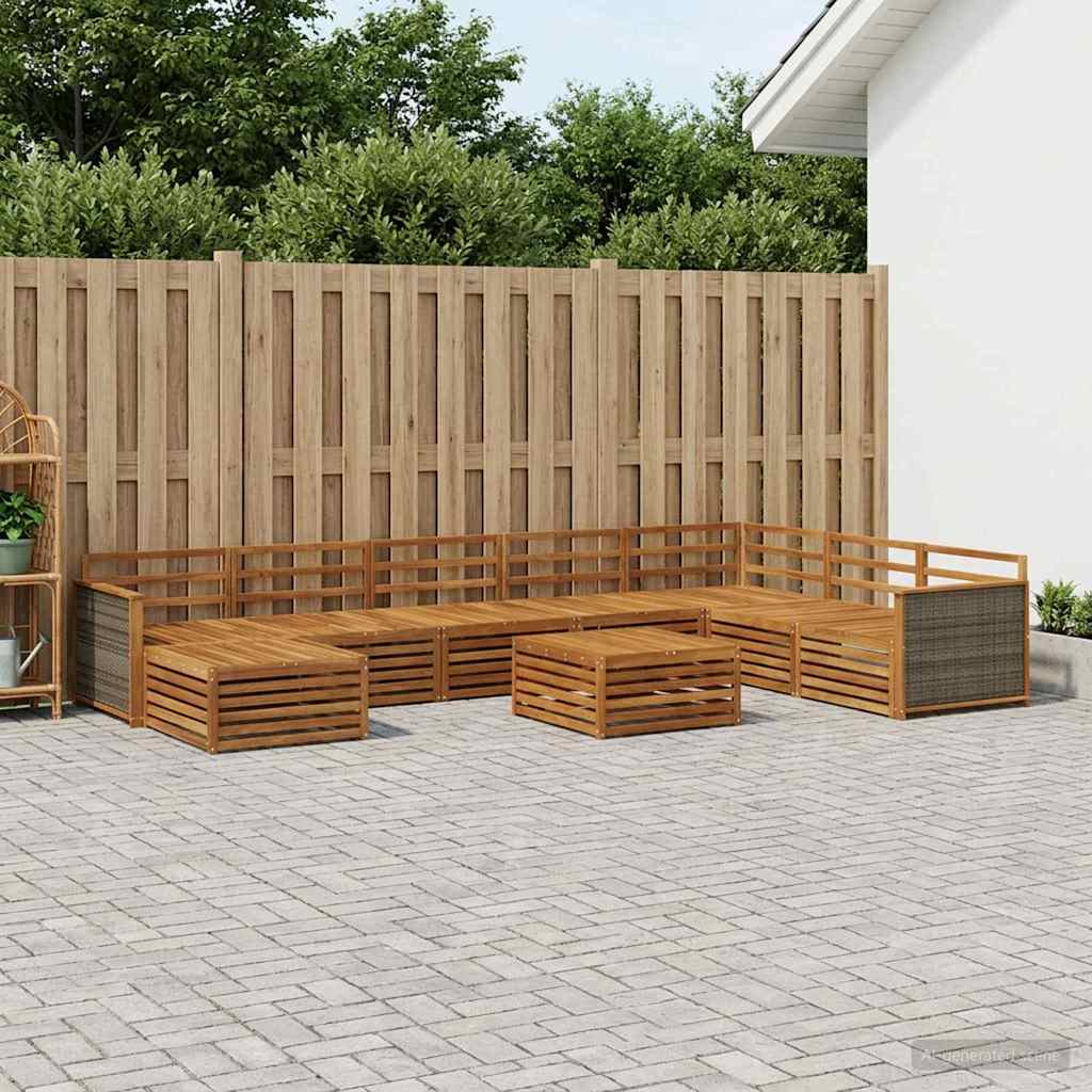 vidaXL Zestaw sof na zewnątrz 9 pcs naturalny Lite Drewno Akacji