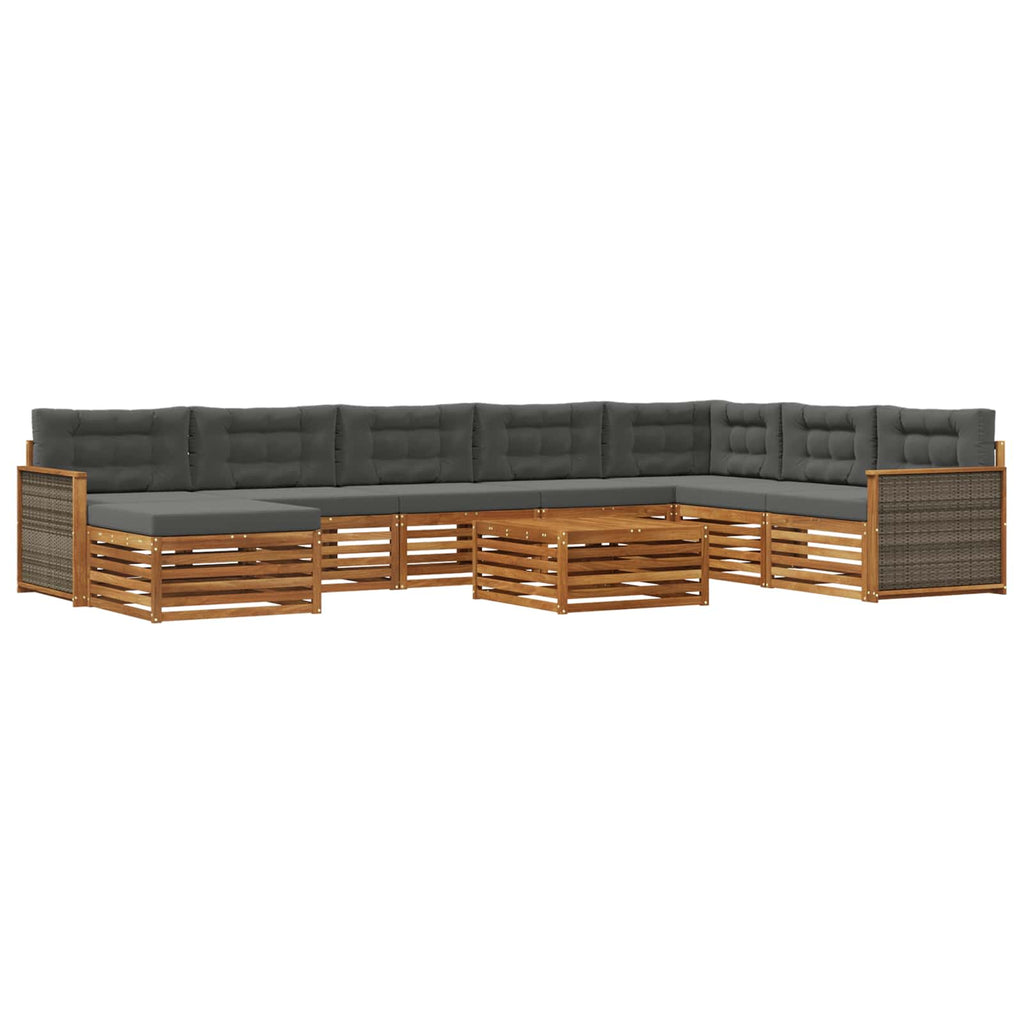 vidaXL Zestaw sof na zewnątrz z poduszką 9 pcs Naturalny i Antracytowy