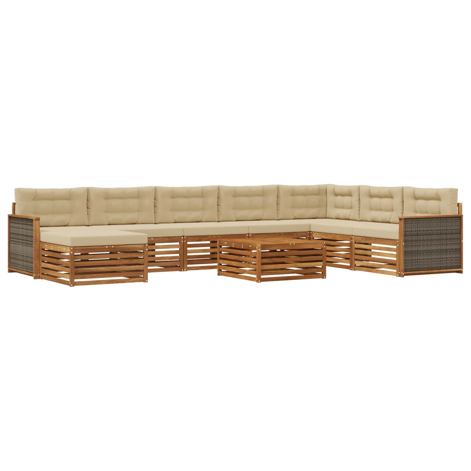 vidaXL Zestaw sof na zewnątrz z poduszką 9 pcs Naturalny i Beżowy