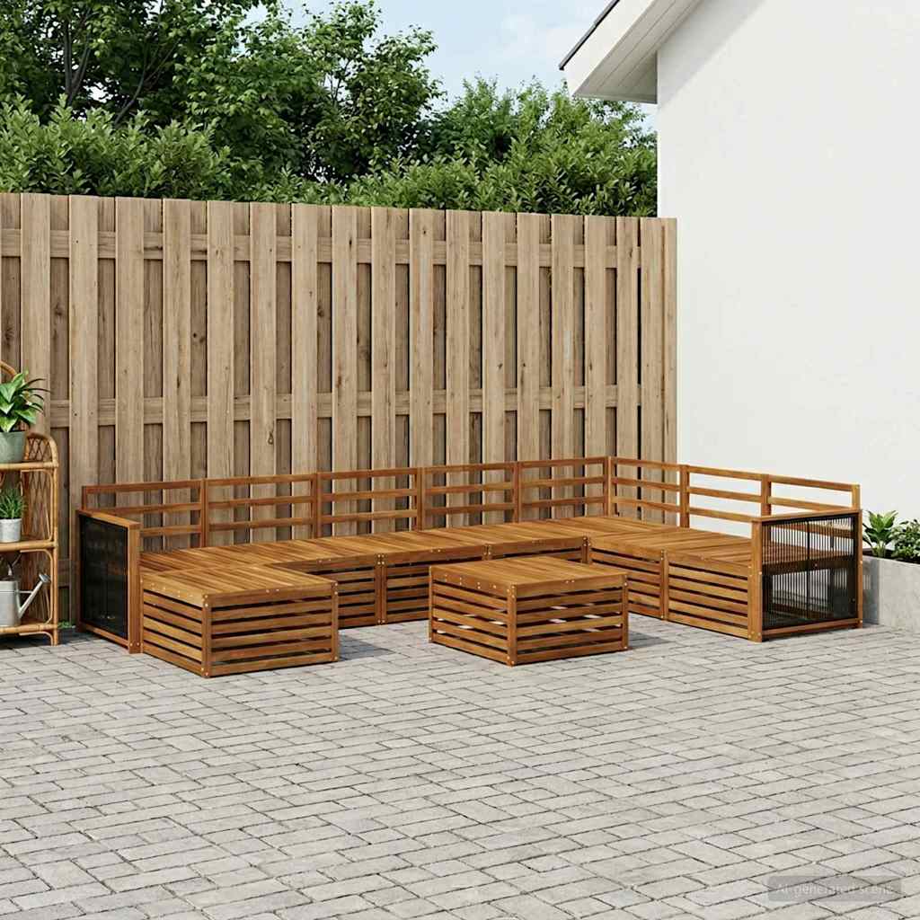 vidaXL Zestaw sof na zewnątrz 9 pcs naturalny Lite Drewno Akacji