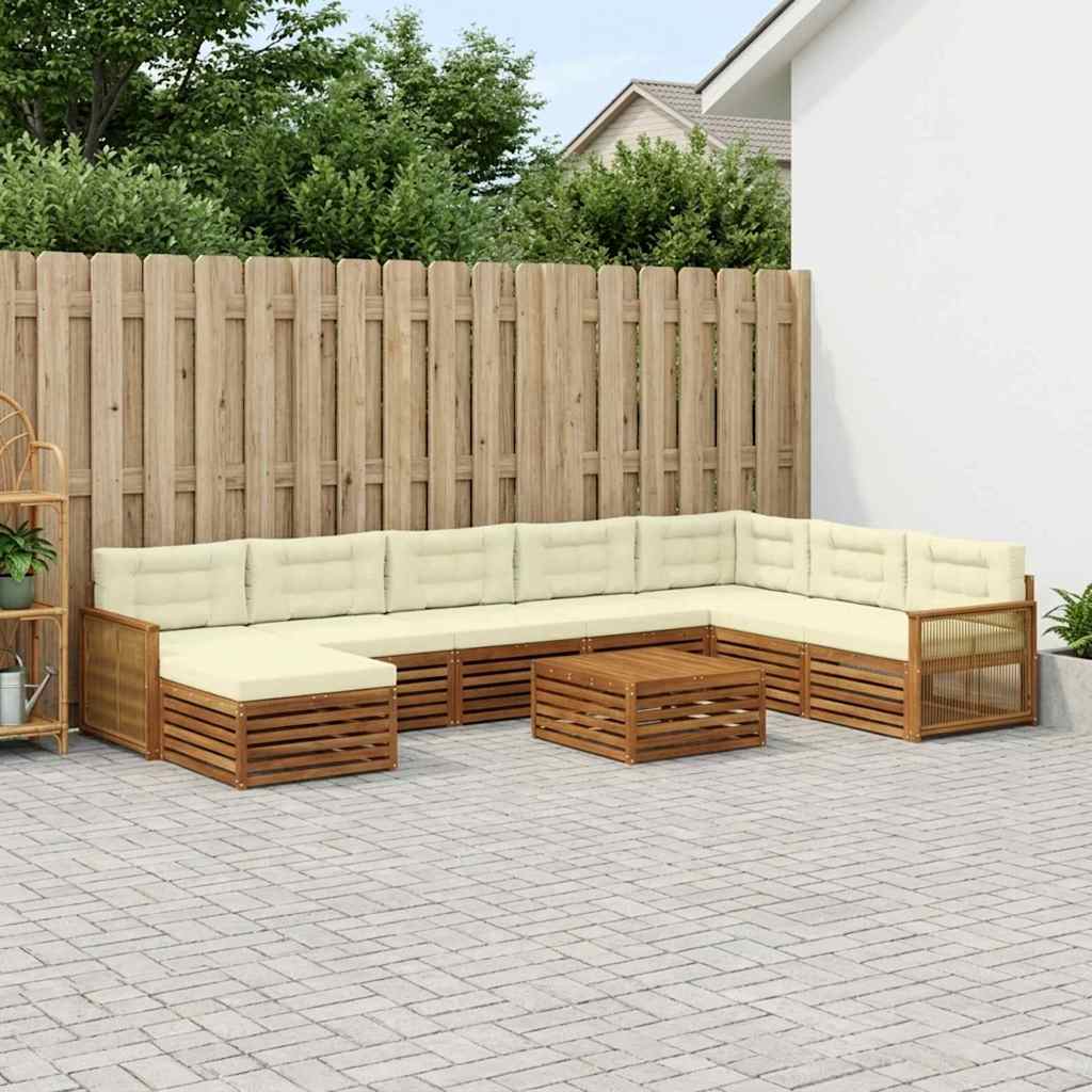 vidaXL Zestaw sof na zewnątrz z poduszką 9 pcs Naturalny i Kremowy