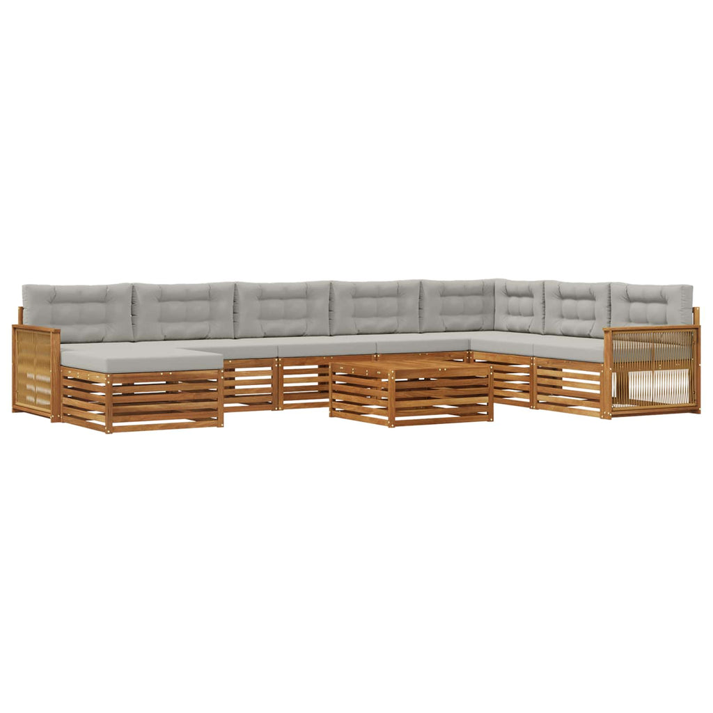 vidaXL Zestaw sof na zewnątrz z poduszką 9 pcs Naturalny i jasnoszary