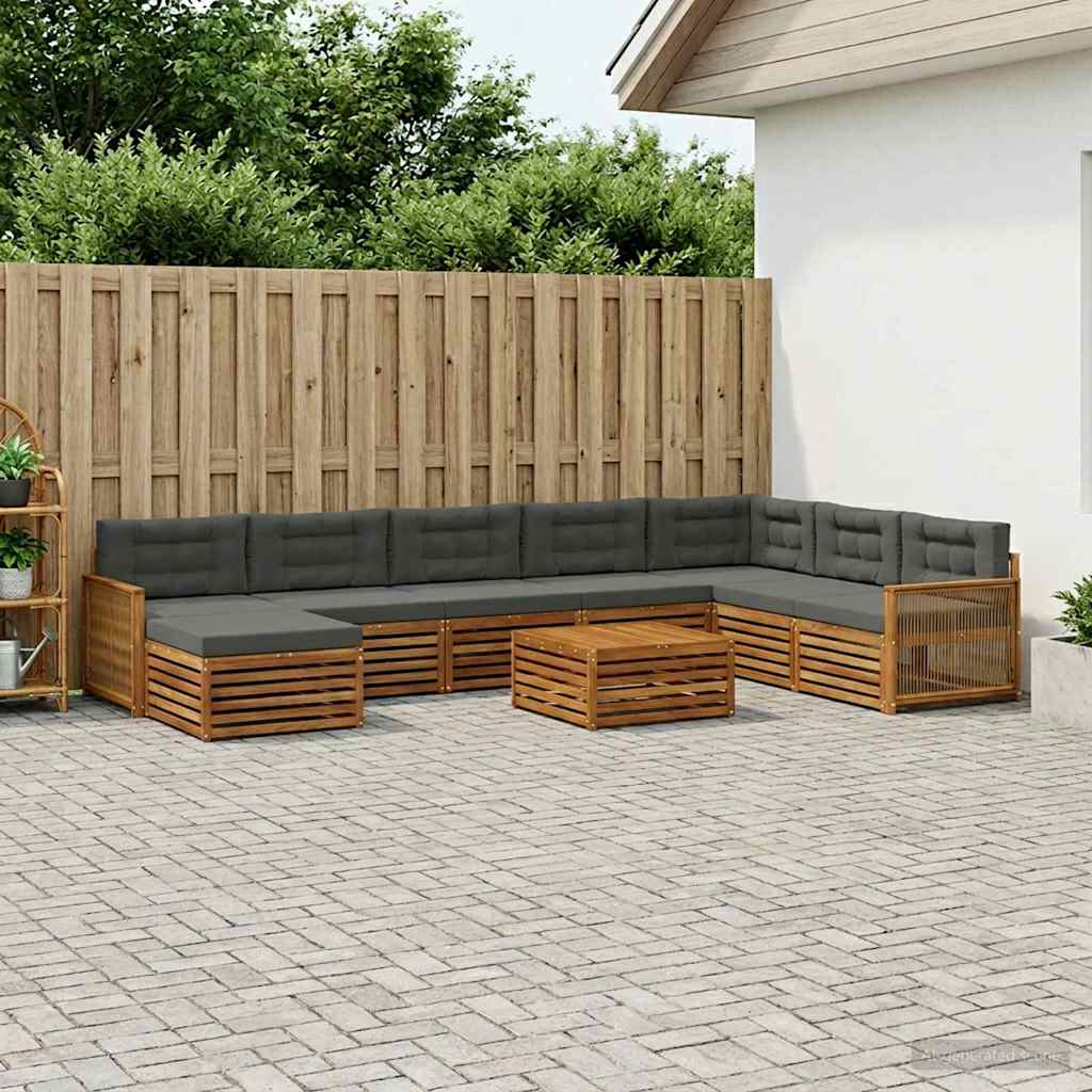 vidaXL Zestaw sof na zewnątrz z poduszką 9 pcs Naturalny i Antracytowy