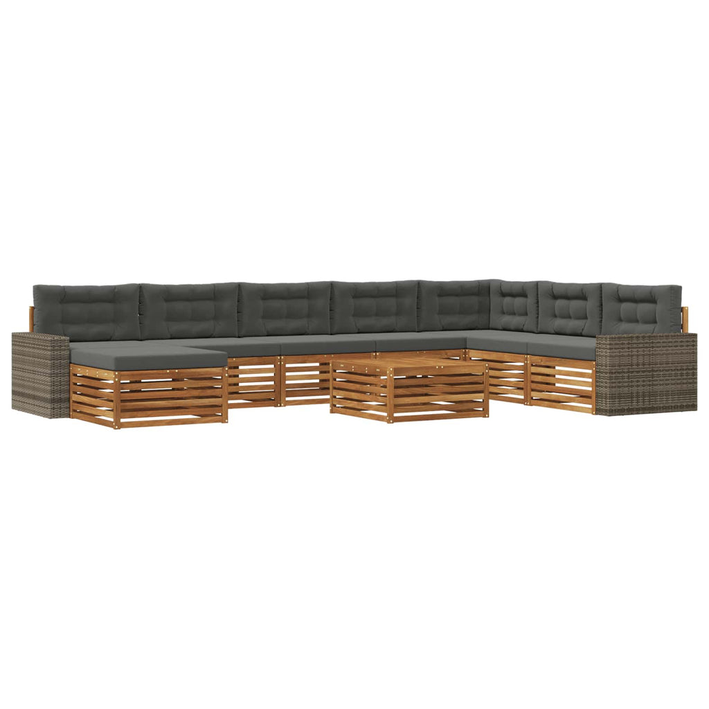 vidaXL Zestaw sof na zewnątrz z poduszką 9 pcs Naturalny i Antracytowy