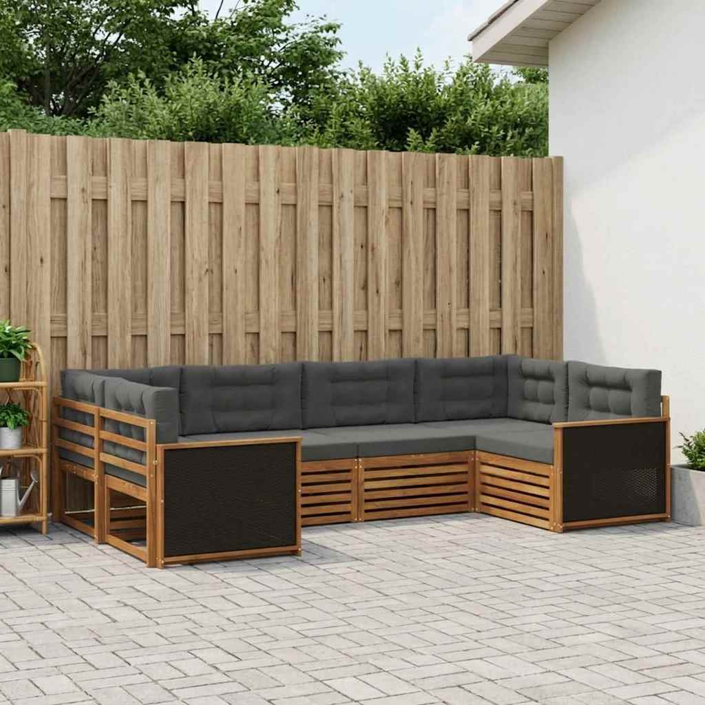 vidaXL Zestaw sof na zewnątrz z poduszką 6 pcs Naturalny i Antracytowy