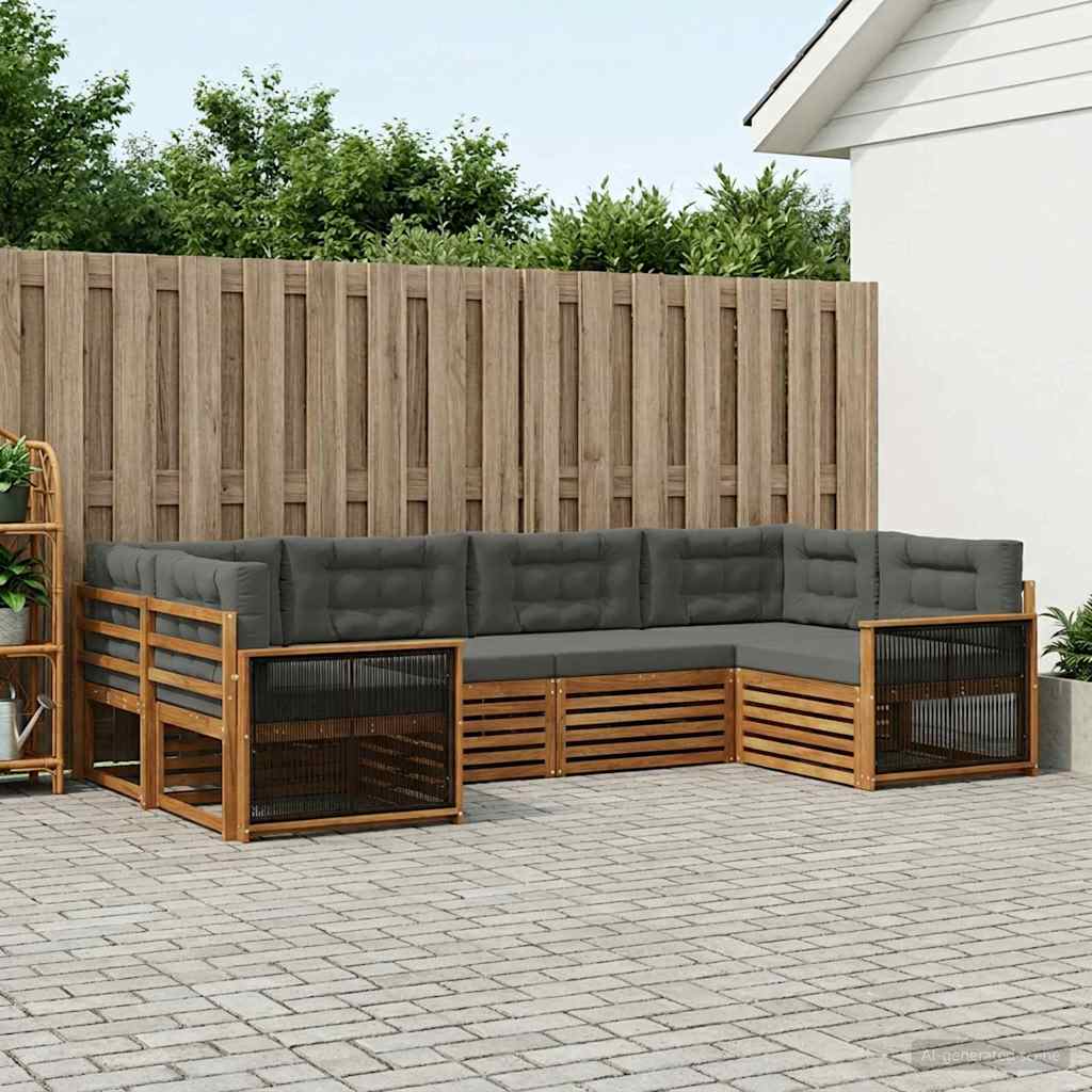 vidaXL Zestaw sof na zewnątrz z poduszką 6 pcs Naturalny i Antracytowy