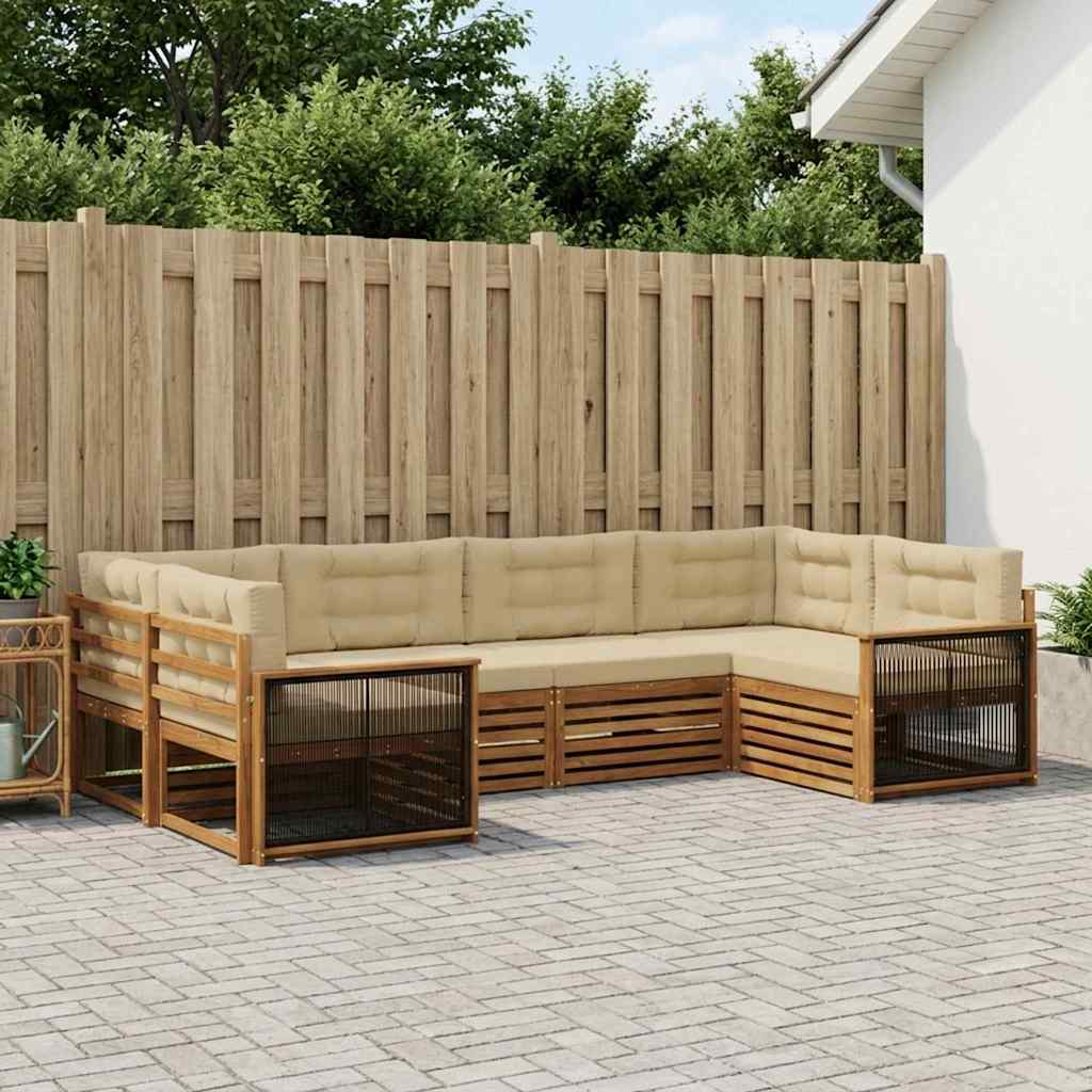 vidaXL Zestaw sof na zewnątrz z poduszką 6 pcs Naturalny i Beżowy