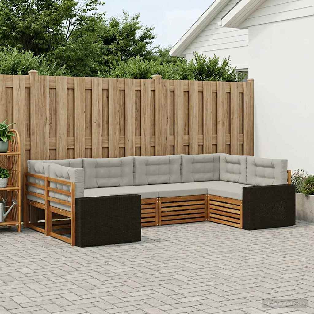 vidaXL Zestaw sof na zewnątrz z poduszką 6 pcs Naturalny i jasnoszary