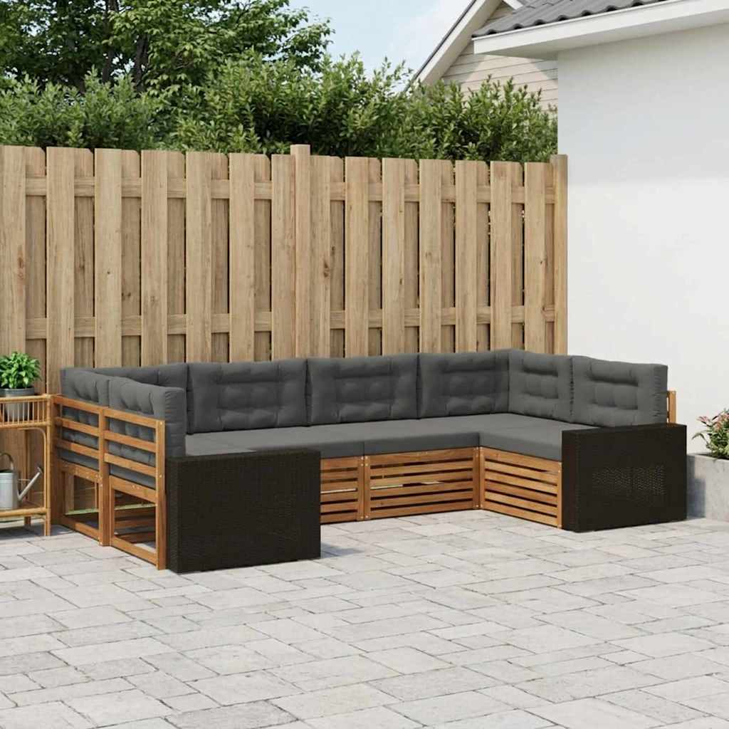 vidaXL Zestaw sof na zewnątrz z poduszką 6 pcs Naturalny i Antracytowy