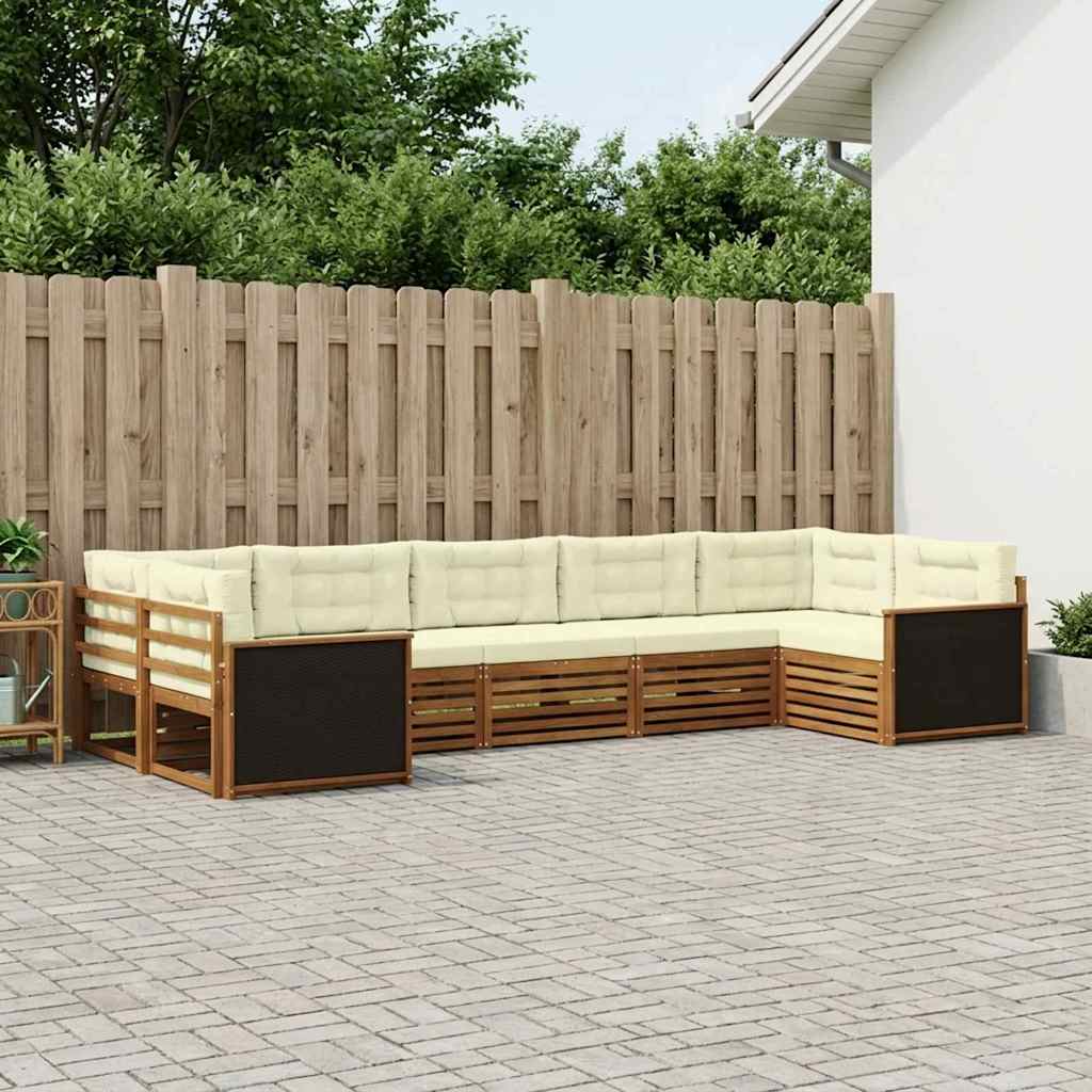 vidaXL Zestaw sof na zewnątrz z poduszką 7 pcs Naturalny i Kremowy