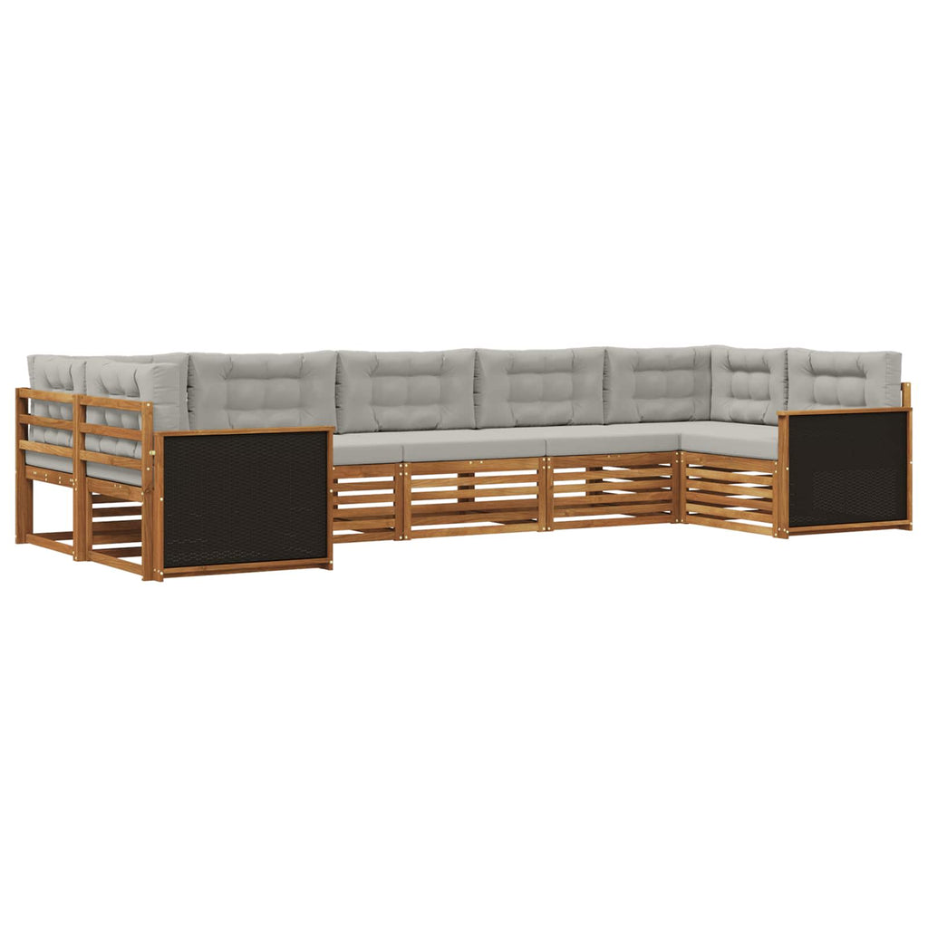 vidaXL Zestaw sof na zewnątrz z poduszką 7 pcs Naturalny i jasnoszary